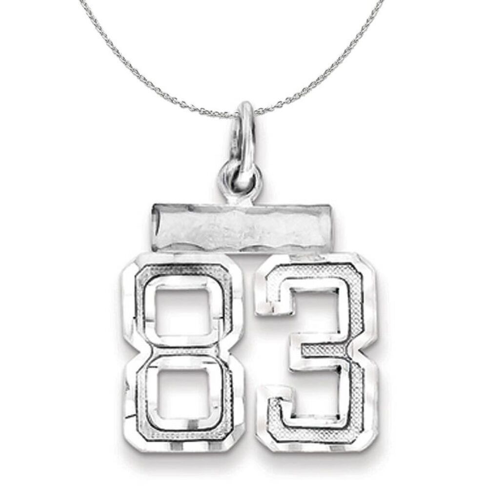 Silver, Varsity Collection, Small D/C Number 83 Necklace - 24 In